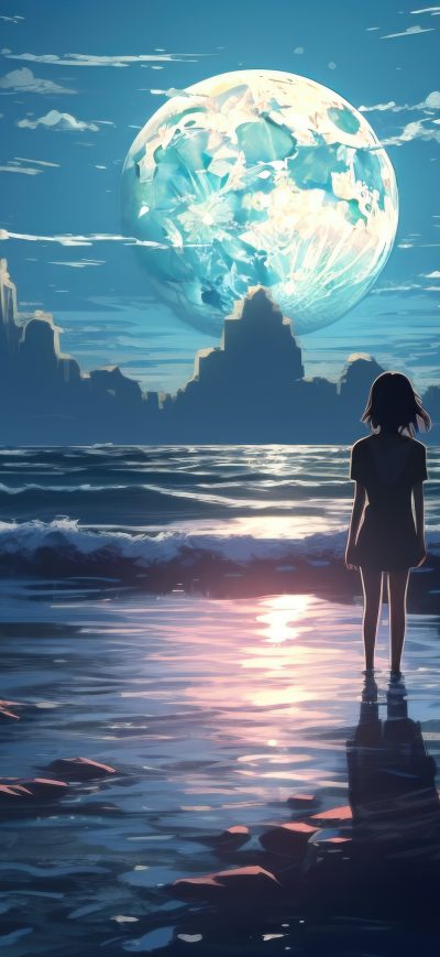Fond d'écran iPhone Standing In Water Anime Girl 5k