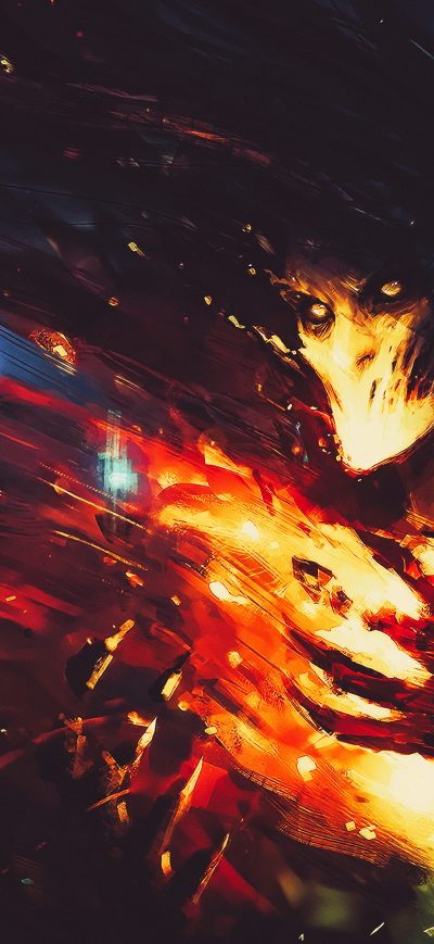 Fond d'écran iPhone Skull Burning Hands Painting Digital Art 4k