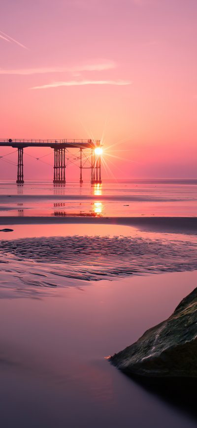 Fond d'écran iPhone Pier Beach Sunset 4k