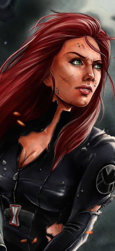 Fond d'écran iPhone Black Widow Marvel Illustration 4k