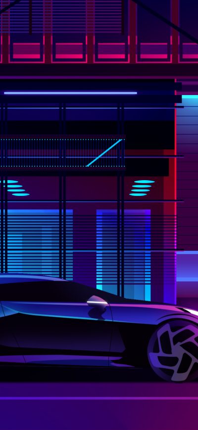 Fond d'écran iPhone Bugatti Noire Neon Art