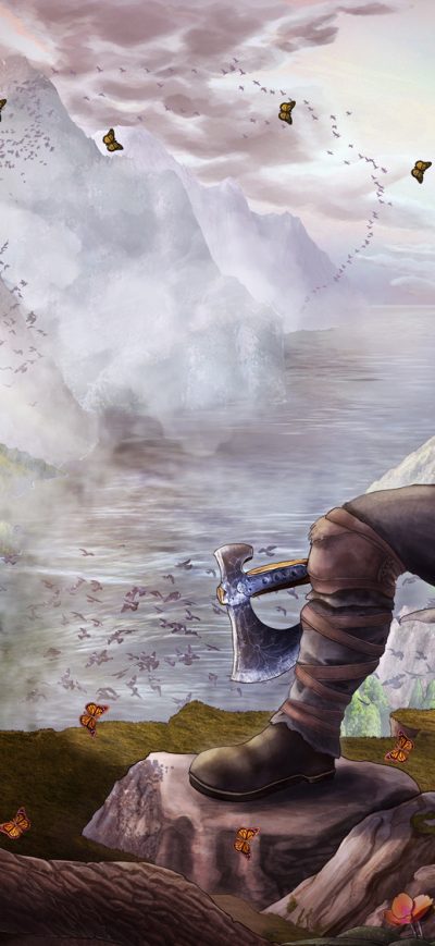 Fond d'écran iPhone God Of War Atreus Kratos Fan Art