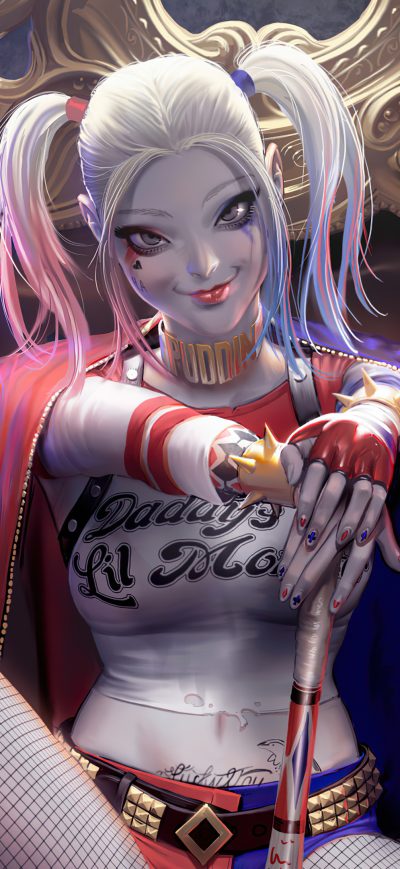Fond d'écran Harley Quinn Money Girl 4k sur iPhone