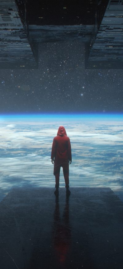 Fond d'écran iPhone Hoodie Boy Standing In Space Scape 5k