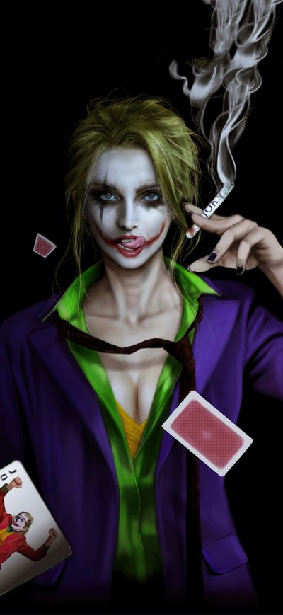 Fond d'écran iPhone Joker Girl Smoke 8k