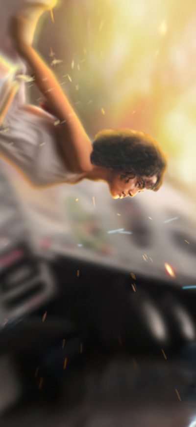 Fond d'écran iPhone Barry Allen Saving Iris West From Accident 4k