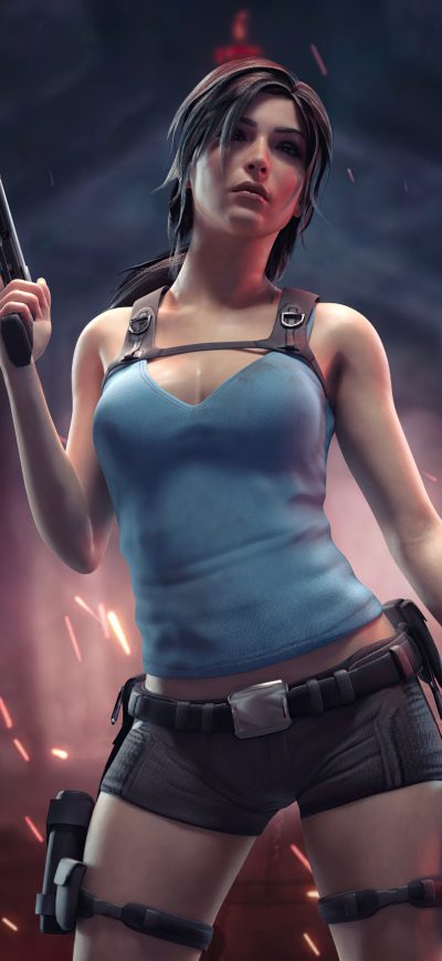 Fond d'écran iPhone Lara Croft With Guns 4k