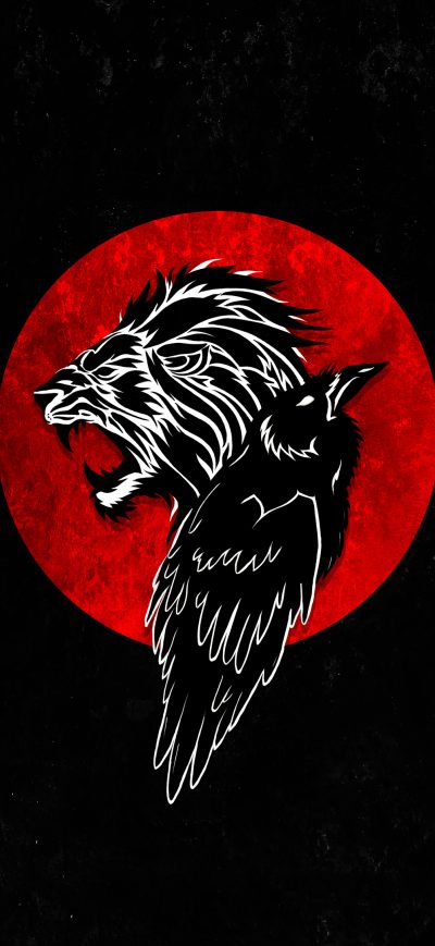 Fond d'écran iPhone Lion And Crow Minimal 4k