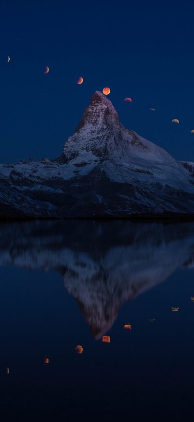 Fond d'écran iPhone Super Moon Matterhorn 5k