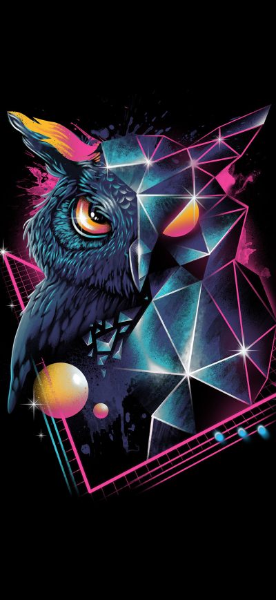 Fond d'écran iPhone Owl 80s Design 4k