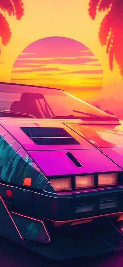 Fond d'écran iPhone Synthwave Car Nostalgic For The 80s