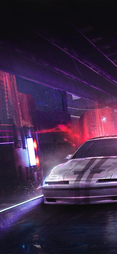 Fond d'écran iPhone Neon Car Artwork Digital Pink Purple Neon Photomanipulation