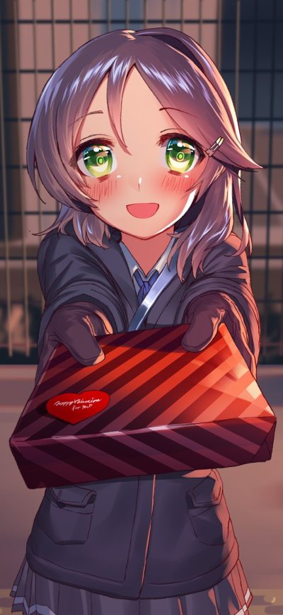 Fond d'écran iPhone Anime School Girl With Gift