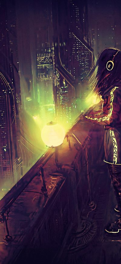 Fond d'écran iPhone Standing On Terraces Scifi Cyberpunk 4k