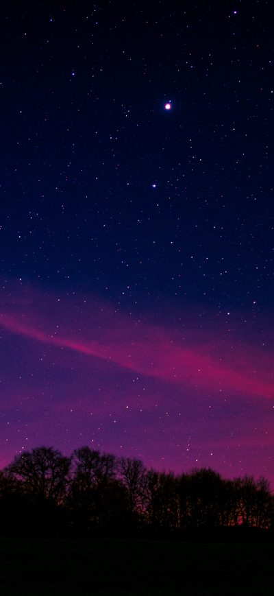Fond d'écran iPhone Minimal Night Pink Aurora Long Exposure 5k