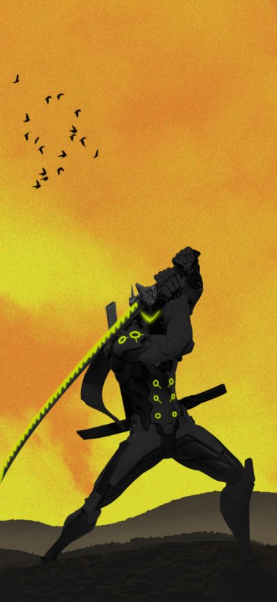 Fond d'écran iPhone Genji Overwatch FanArtwork