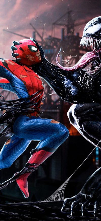 Fond d'écran iPhone Spiderman Vs Venom Digital Art