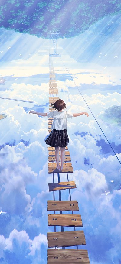 Fond d'écran iPhone Anime Girl Walking On Dream Bridge 4k