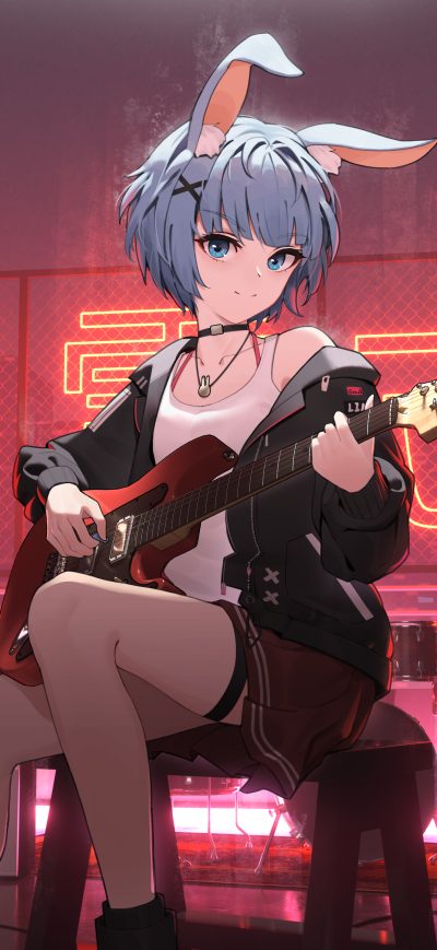 Fond d'écran iPhone Anime Girl With Guitar 5k
