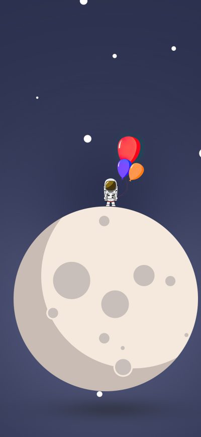 Fond d'écran iPhone Astronaut Balloon Moon Minimal 4k