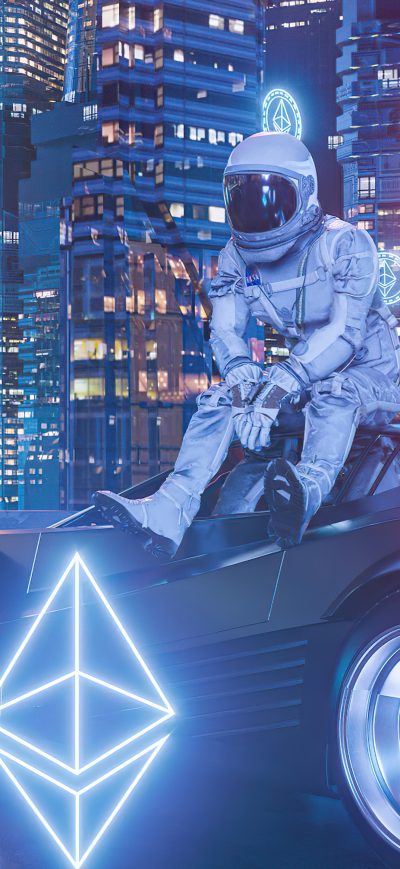 Fond d'écran iPhone Astronaut In Crypto City 5k