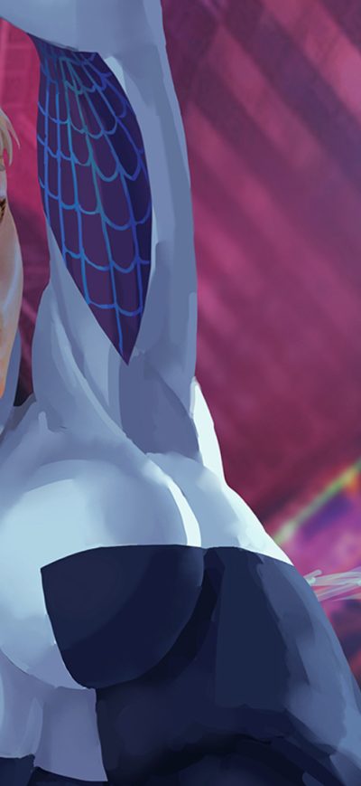 Fond d'écran Spider Gwen Into The Spider Verse Art sur iPhone