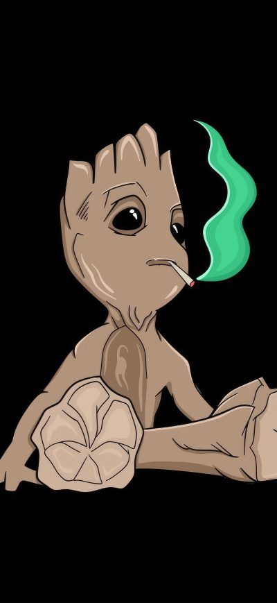 Fond d'écran iPhone Baby Groot Minimal 5k