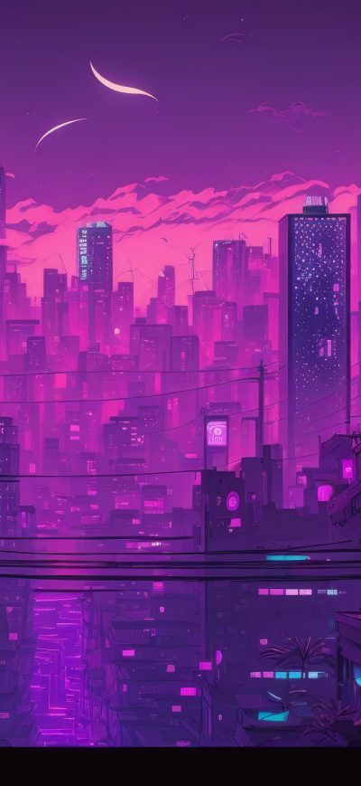 Fond d'écran iPhone Buildings Purple Ai Art