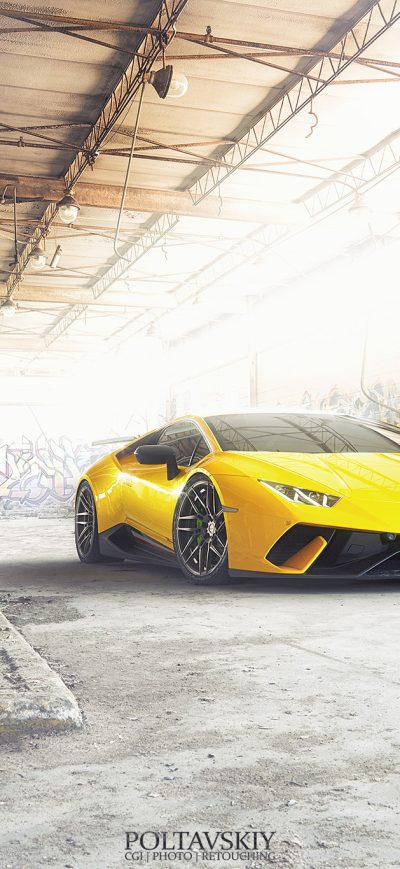 Fond d'écran iPhone Yellow Lamborghini Huracan 2018