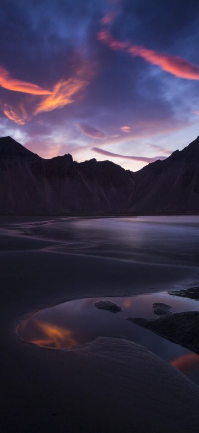 Fond d'écran iPhone Iceland Rocks Mountains Sunset Landscape 5k