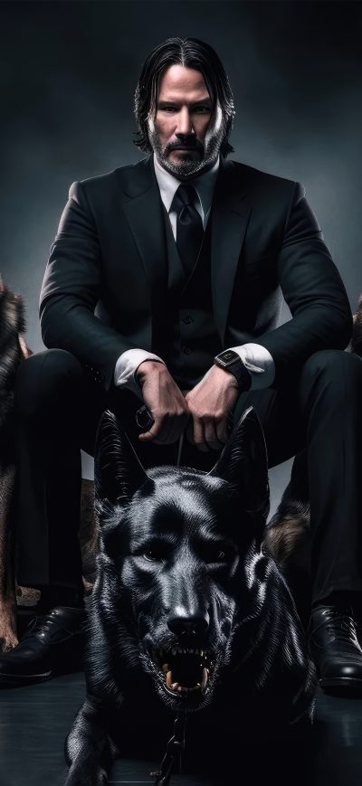 Fond d'écran iPhone John Wick With Dogs 5k