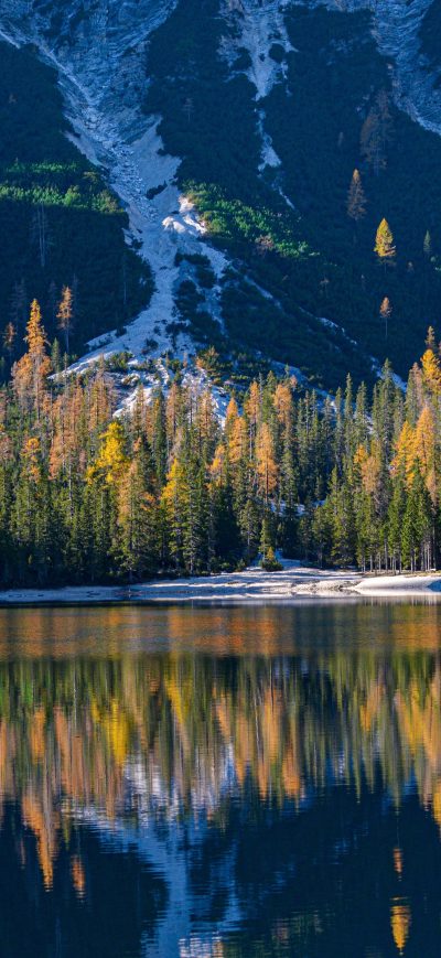 Fond d'écran iPhone Mountains Lake Forests Italy South Tyrol 4k