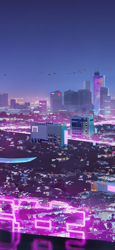 Fond d'écran iPhone Neon Lights Cyber Ninja Boy 4k