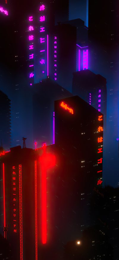 Fond d'écran iPhone Neon City Buildings 4k