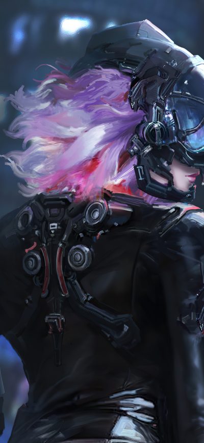 Fond d'écran iPhone Cyber Girl Latex Suit With Gun 4k