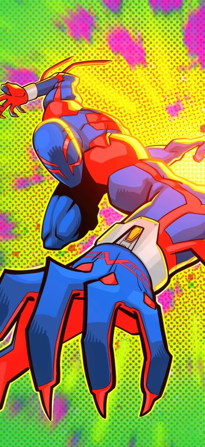 Fond d'écran iPhone SpiderMan 2099 Punch 5k