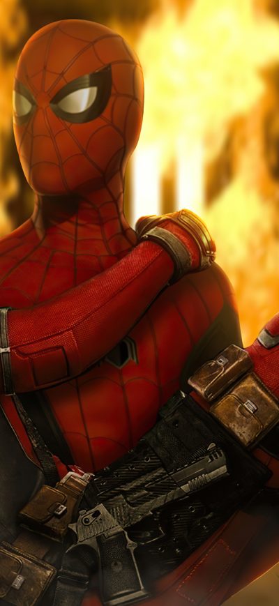 Fond d'écran iPhone Spiderman Holding Deadpool