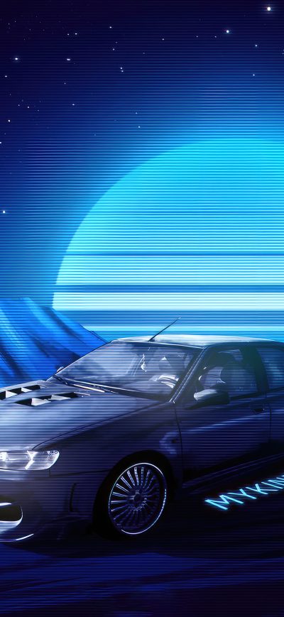 Fond d'écran iPhone Night Synthwave Ride 4k