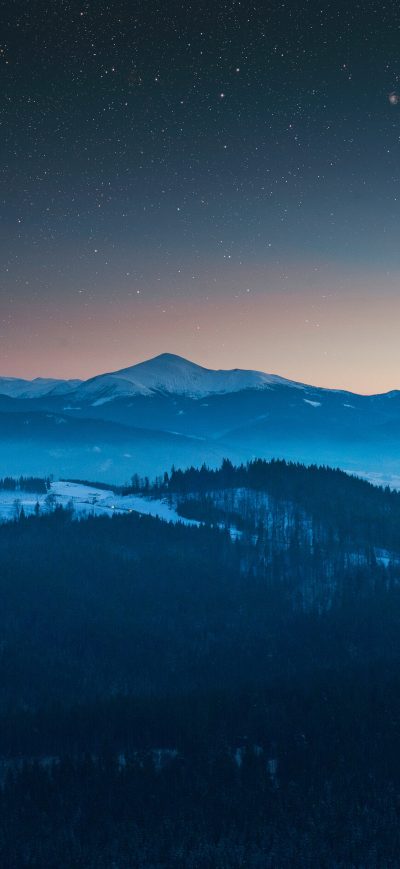 Fond d'écran iPhone Starry Night Sky Evening Blue Landscape 4k