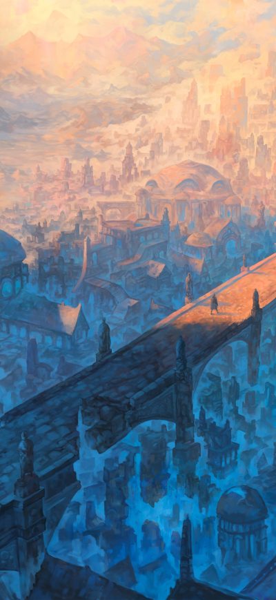 Fond d'écran iPhone Dreamy Bridge Town Cityscape Artwork 4k