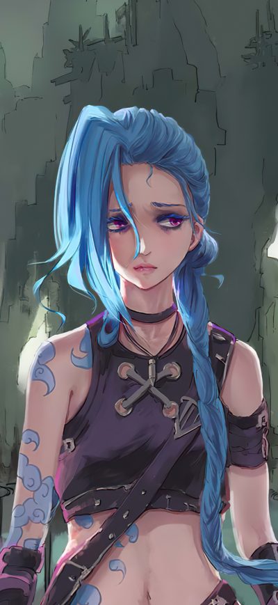 Fond d'écran iPhone Jinx Arcane Sad 4k