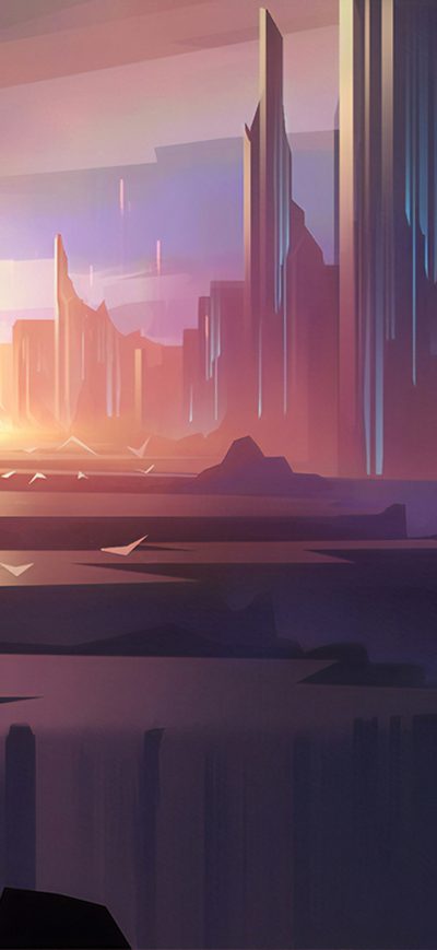 Fond d'écran iPhone Digital Scenery Landscape Shapes 4k