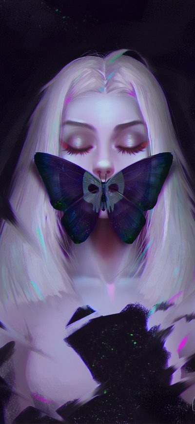 Fond d'écran iPhone Butterfly Girl Mouth