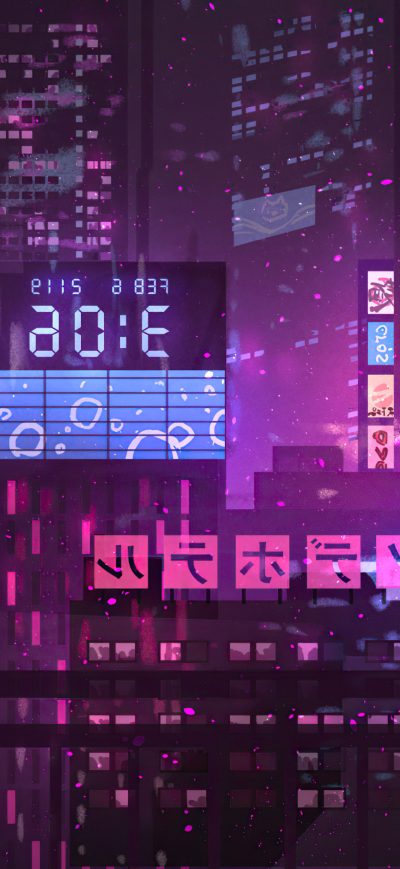 Fond d'écran iPhone Anime Girl City Night Neon Cyberpunk 4k