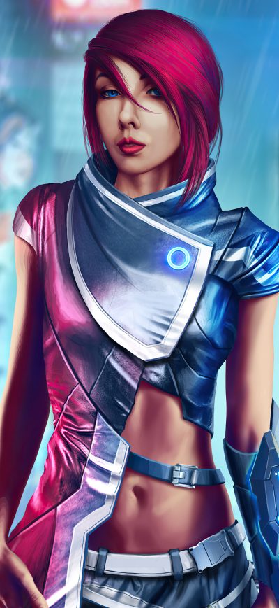 Fond d'écran iPhone Cyberpunk Girl Suit 4k