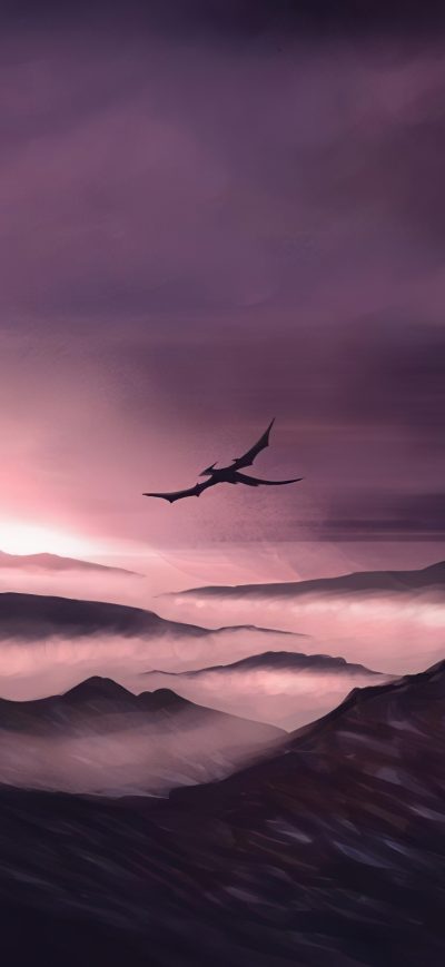 Fond d'écran iPhone Dragon Flying Over The Mountains 4k