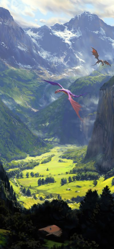 Fond d'écran iPhone Homeland 3 Dragon And Landscapes 5k