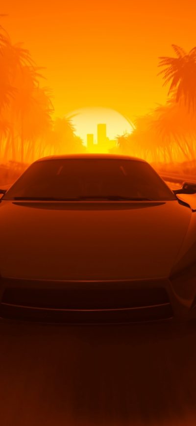 Fond d'écran iPhone Road Car Synthwave