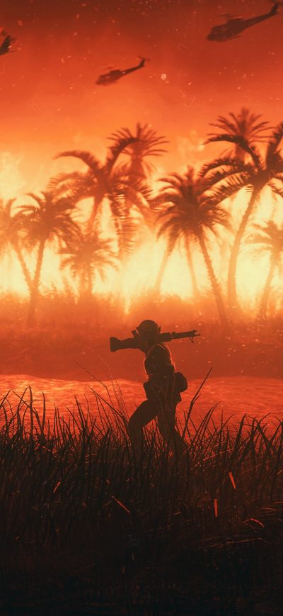 Fond d'écran iPhone War Soldier Helicopter Jungle 4k