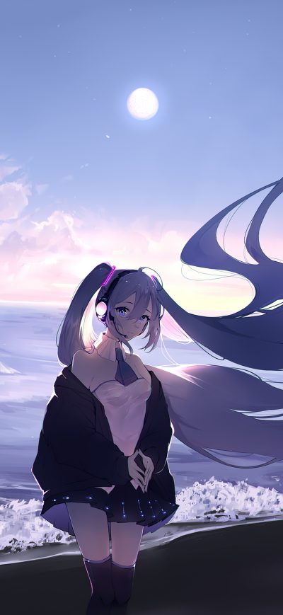 Fond d'écran iPhone Hatsune Miku Long Hairs 4k